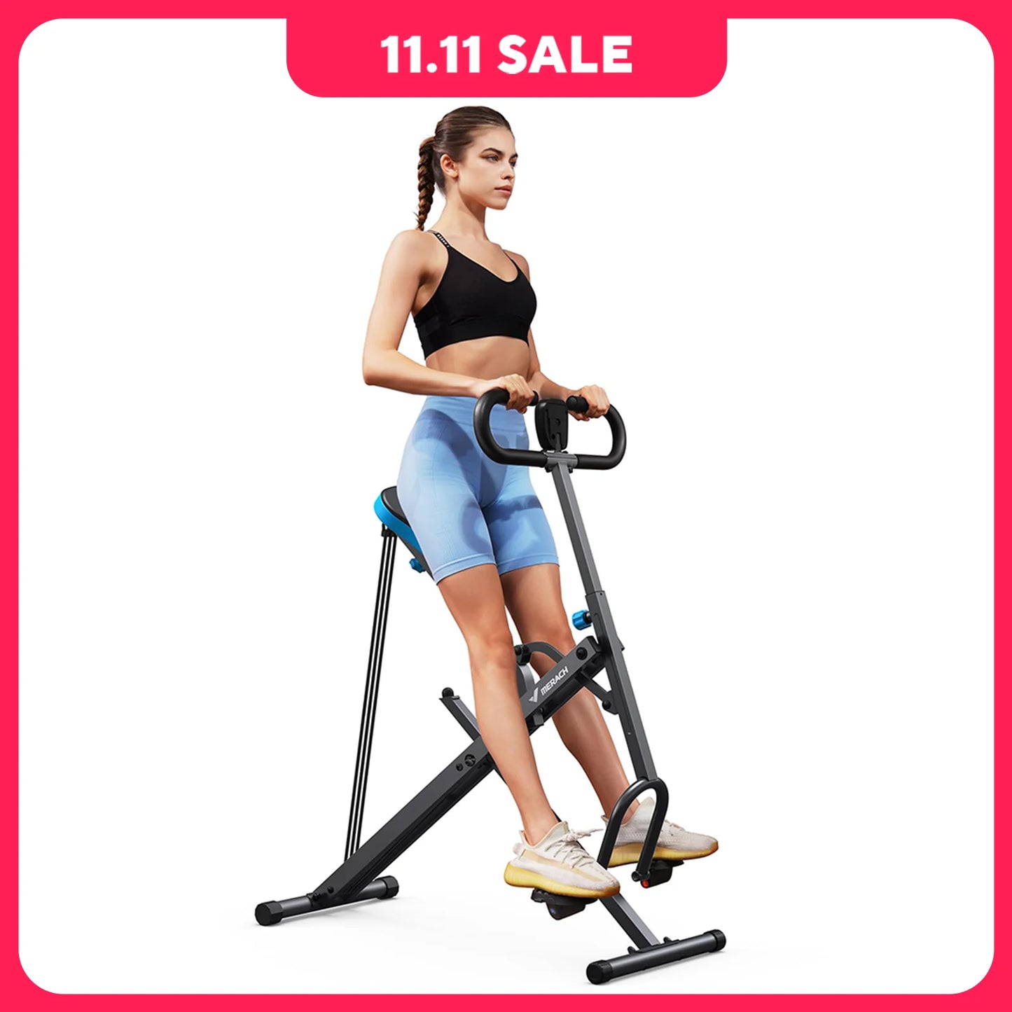 Foldable 2-in-1 Squat Rowing Machine & Glute Trainer