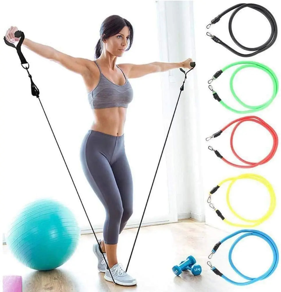 11-piece Latex Resistance Pull Bands for Pilates, Yoga and CrossFit