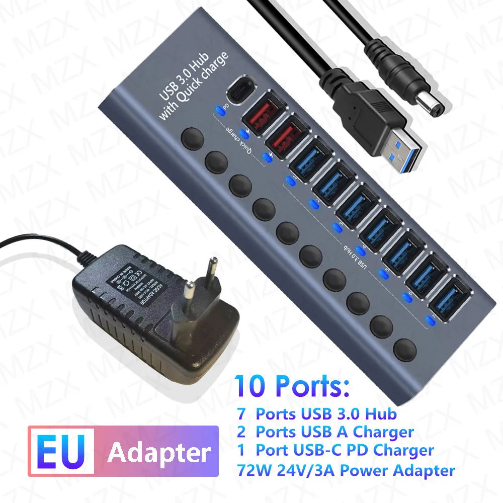 Hub 72W Multi Splitter PD Charger Hub and Power Adapter Switch