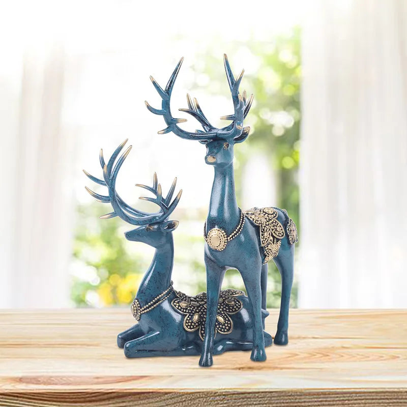 Vintage Resin Deer Sculpture Figurines