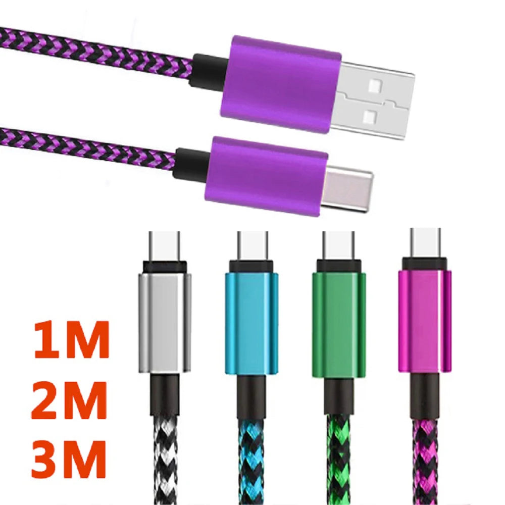 2.4A USB Fast Nylon Braided Wire Charger Cable For Android Mobile Phone