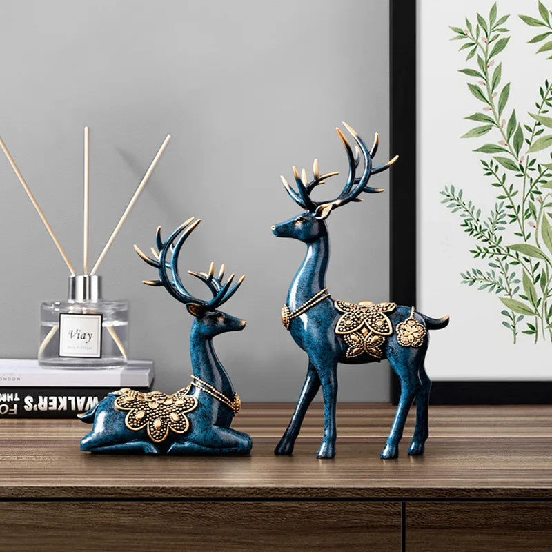 Vintage Resin Deer Sculpture Figurines