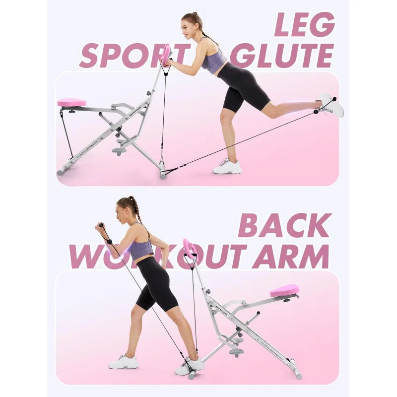 Pink Squat Ride & Rowing Machine for Home