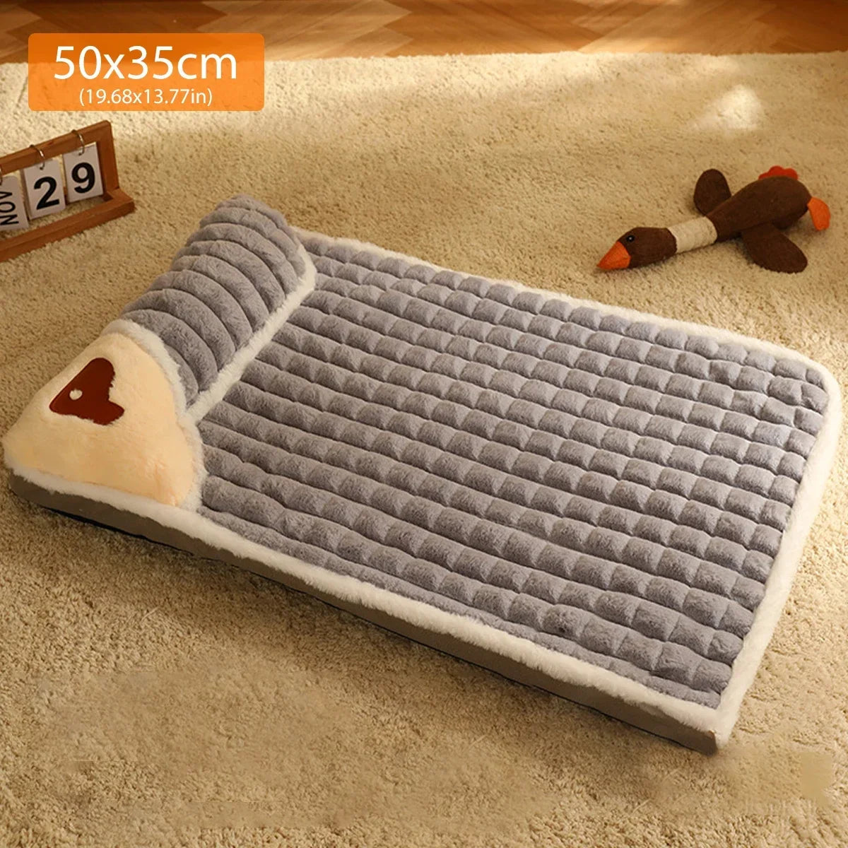 Anti-Slip Soft Warm Dog Bed with Washable Pillow