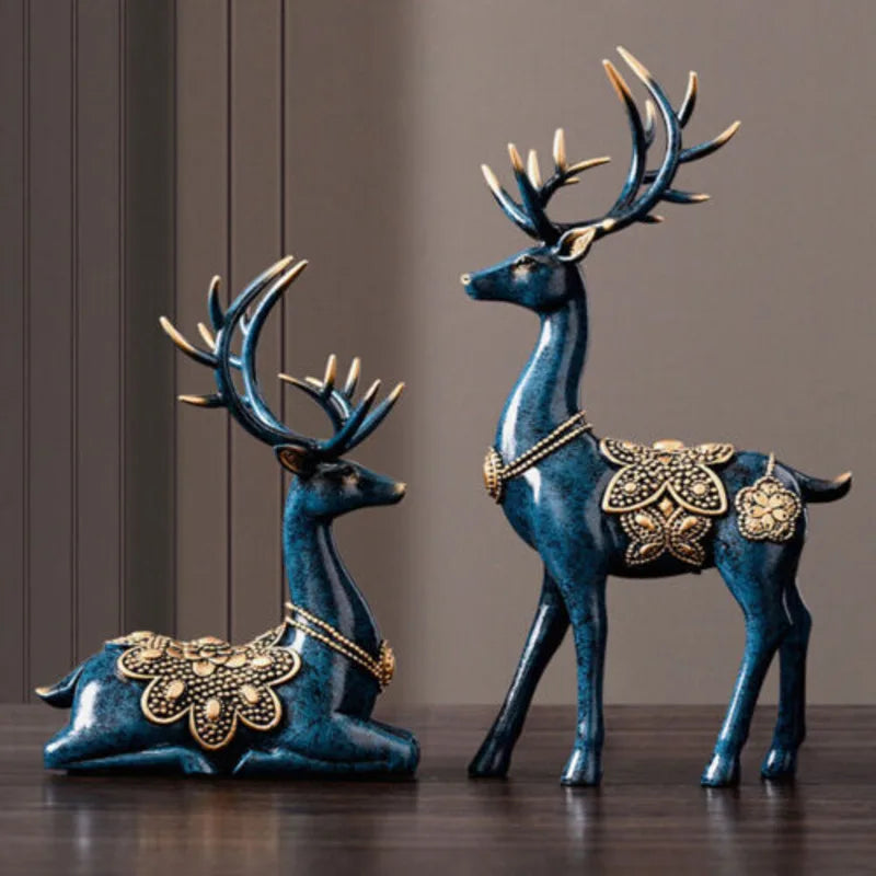 Vintage Resin Deer Sculpture Figurines