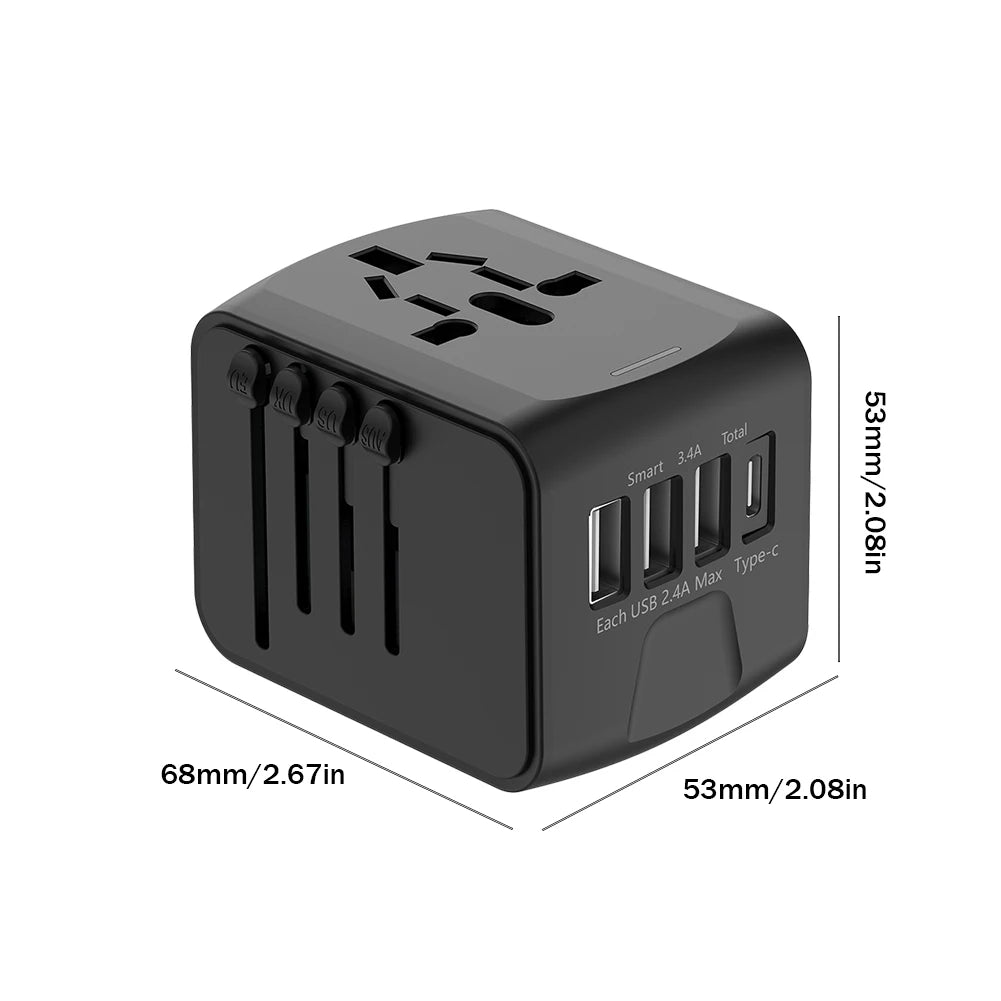 Universal AC Power Charger  Plug Adapter 3 USB 1 Type C Ports