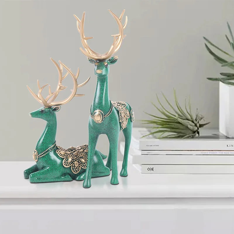 Vintage Resin Deer Sculpture Figurines