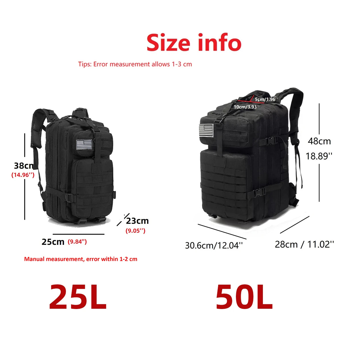 25L/50L Waterproof Nylon Backpack