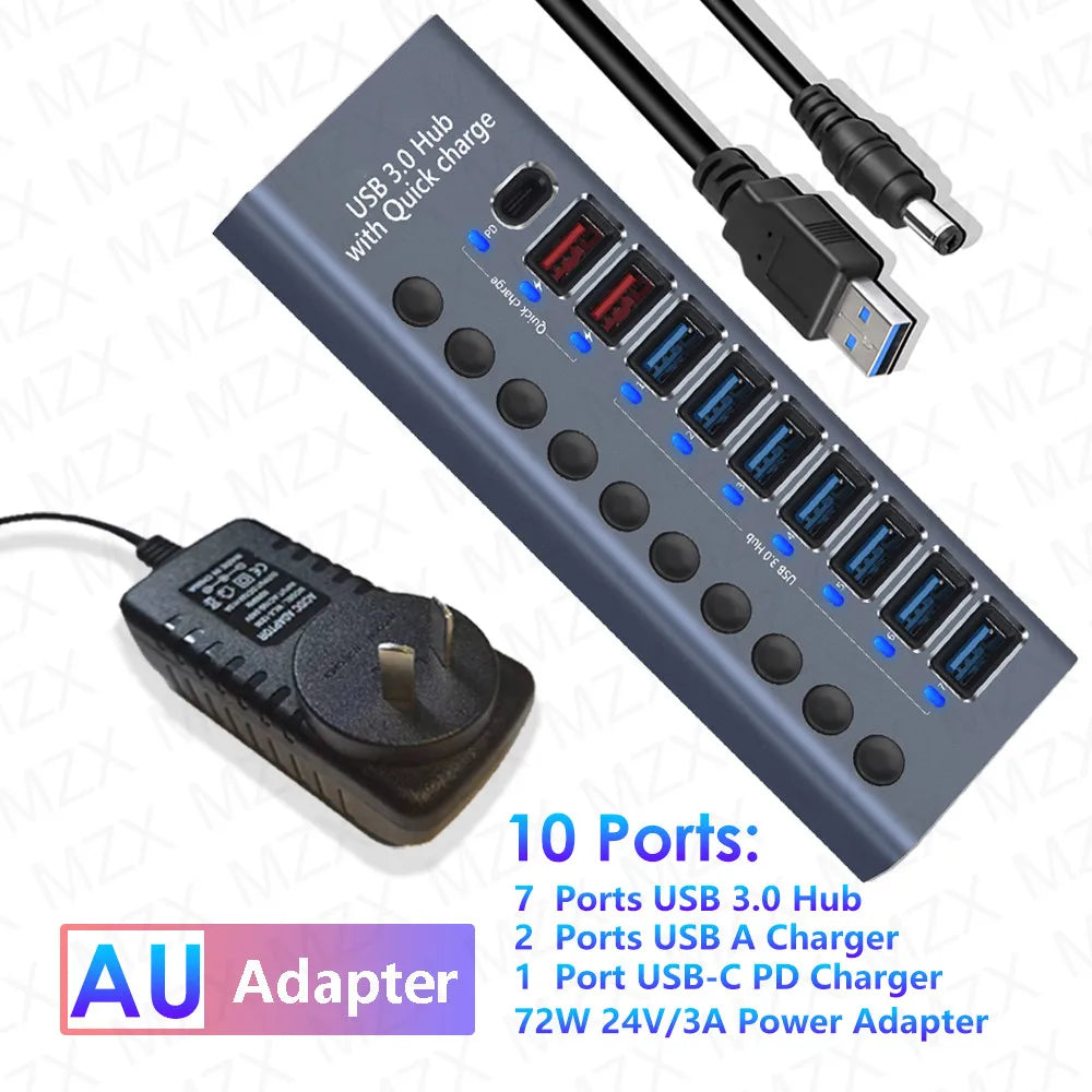 Hub 72W Multi Splitter PD Charger Hub and Power Adapter Switch