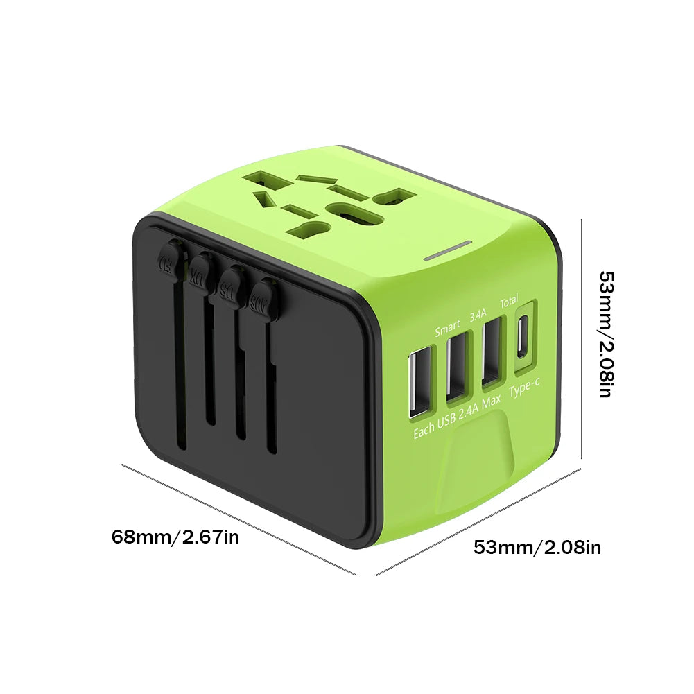 Universal AC Power Charger  Plug Adapter 3 USB 1 Type C Ports