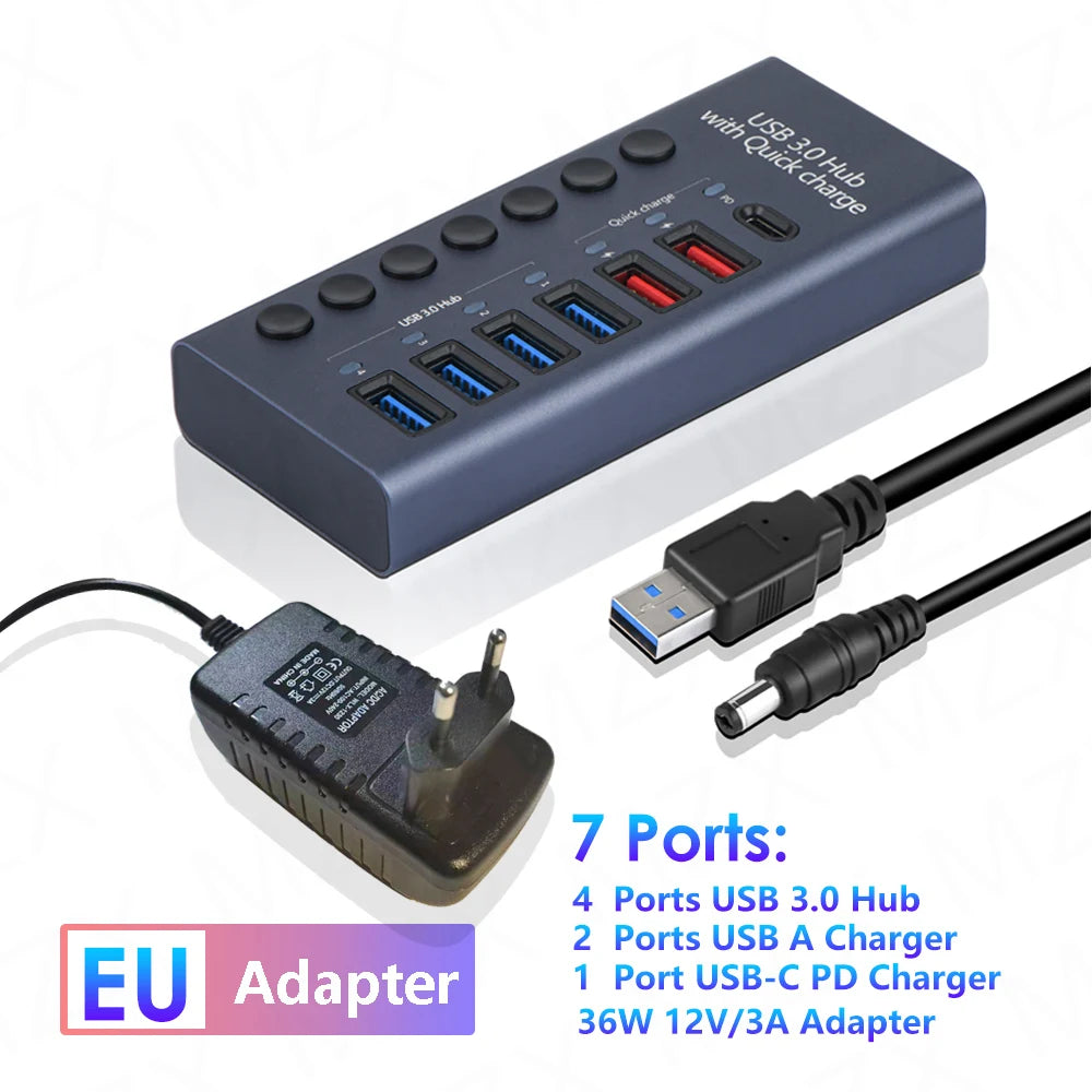 Hub 72W Multi Splitter PD Charger Hub and Power Adapter Switch