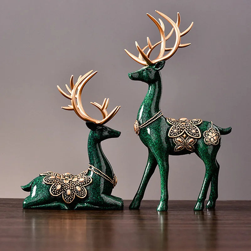 Vintage Resin Deer Sculpture Figurines