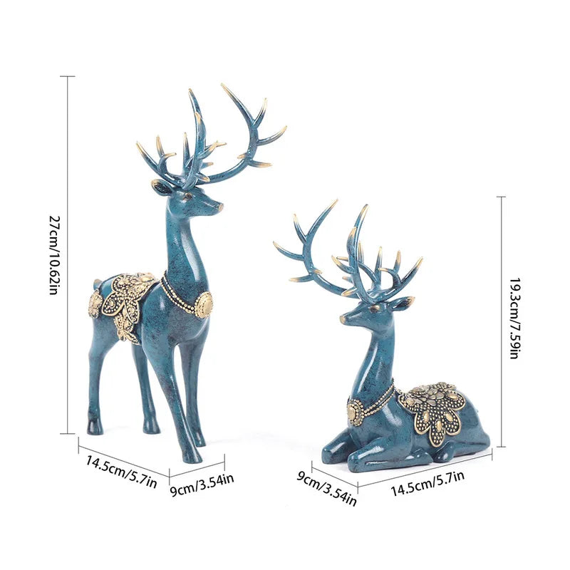 Vintage Resin Deer Sculpture Figurines