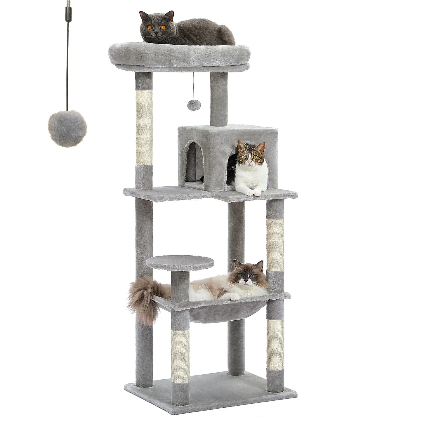 5-Level Cat Tower with Large Hammock and Cat Condo