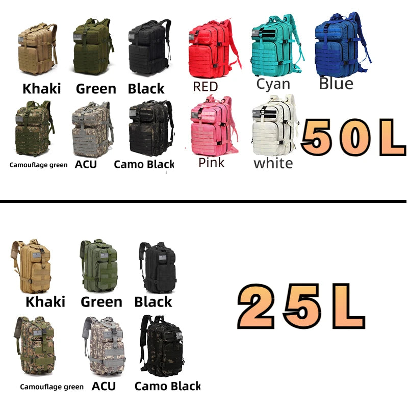 25L/50L Waterproof Nylon Backpack