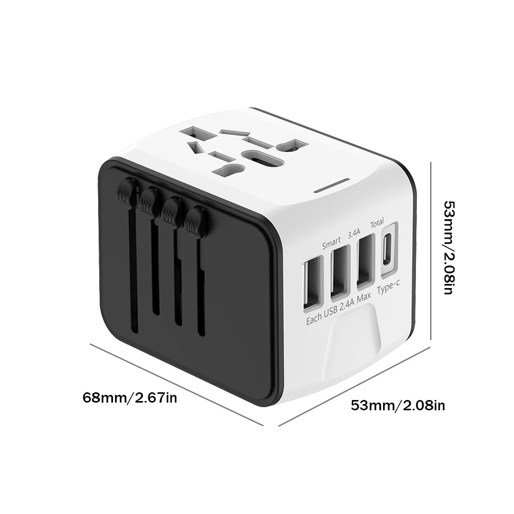 Universal AC Power Charger  Plug Adapter 3 USB 1 Type C Ports