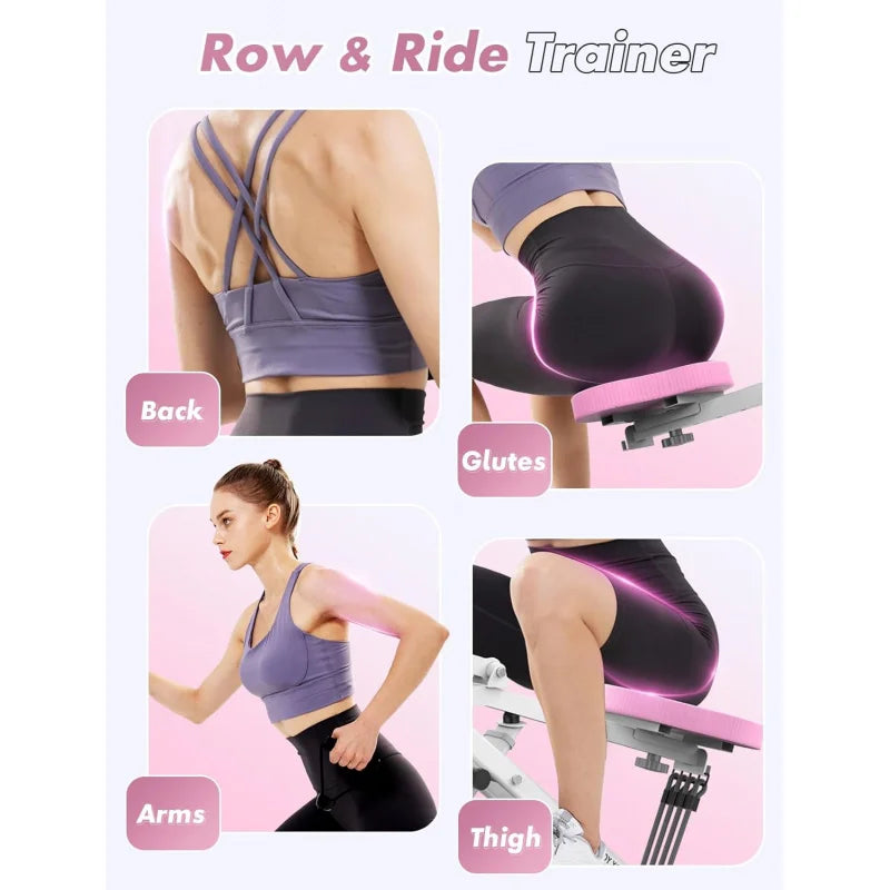 Pink Squat Ride & Rowing Machine for Home