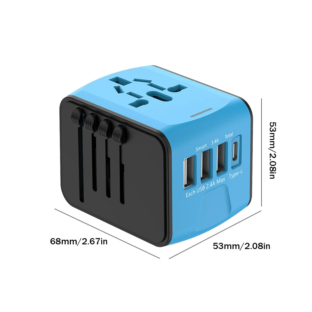 Universal AC Power Charger  Plug Adapter 3 USB 1 Type C Ports