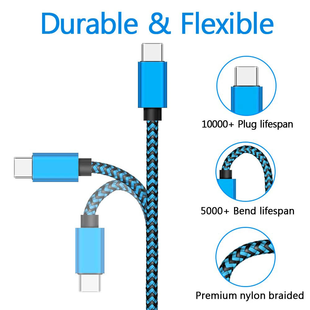 2.4A USB Fast Nylon Braided Wire Charger Cable For Android Mobile Phone