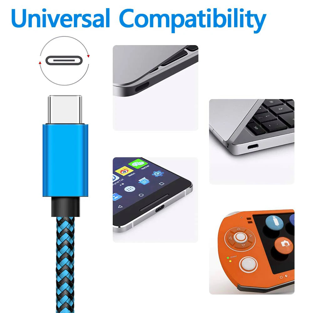 2.4A USB Fast Nylon Braided Wire Charger Cable For Android Mobile Phone