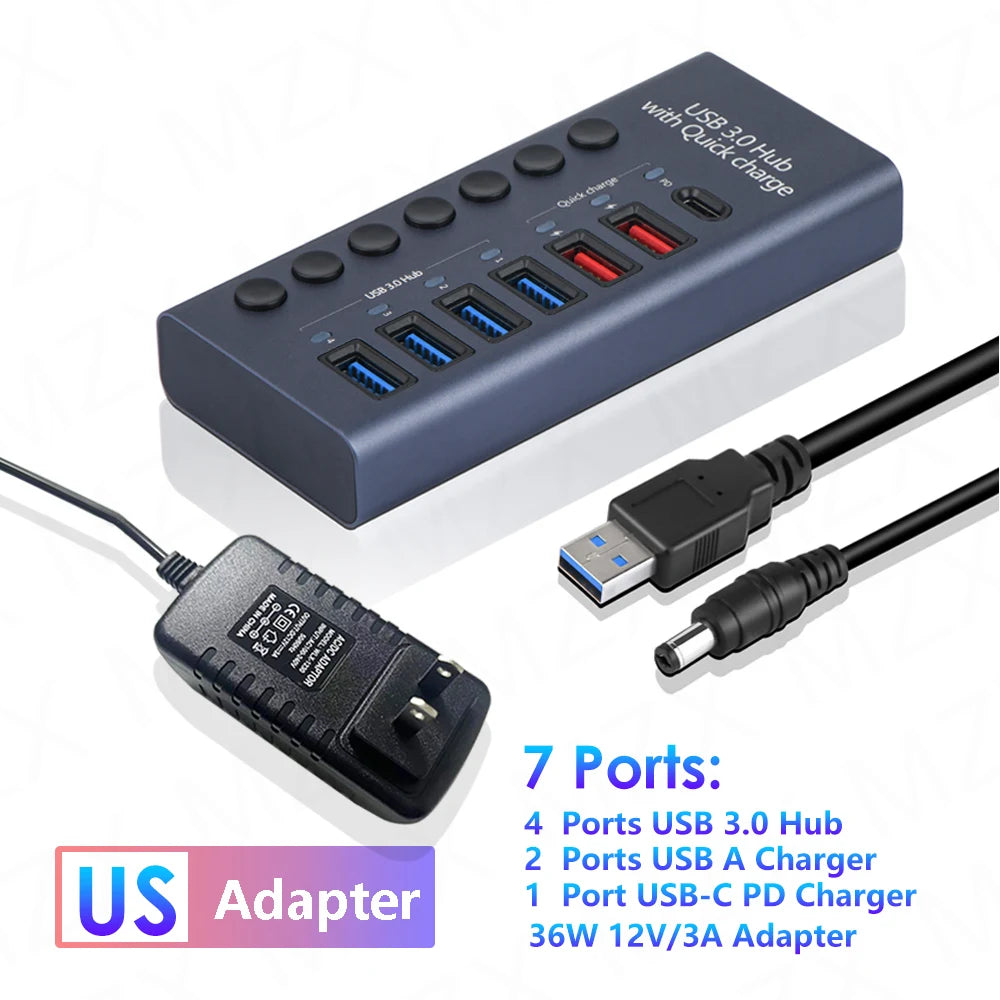 Hub 72W Multi Splitter PD Charger Hub and Power Adapter Switch