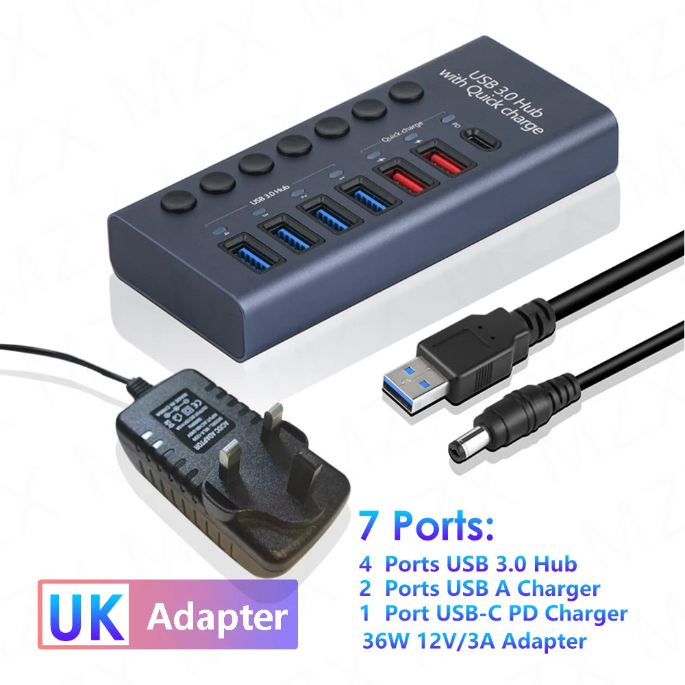 Hub 72W Multi Splitter PD Charger Hub and Power Adapter Switch