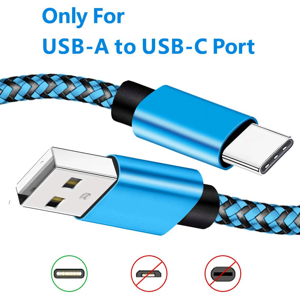 2.4A USB Fast Nylon Braided Wire Charger Cable For Android Mobile Phone