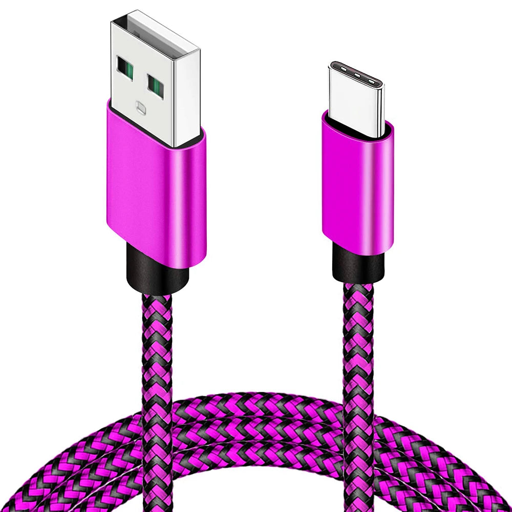 2.4A USB Fast Nylon Braided Wire Charger Cable For Android Mobile Phone