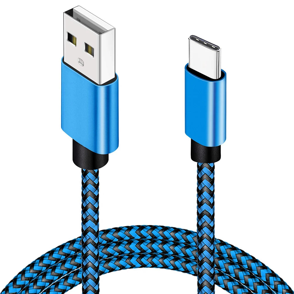 2.4A USB Fast Nylon Braided Wire Charger Cable For Android Mobile Phone